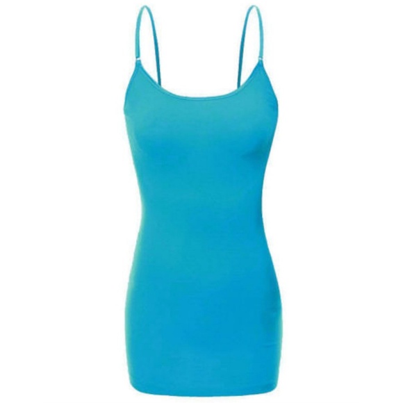 Tops - Camisole Tank Top Women's Plus Size Long Turquoise